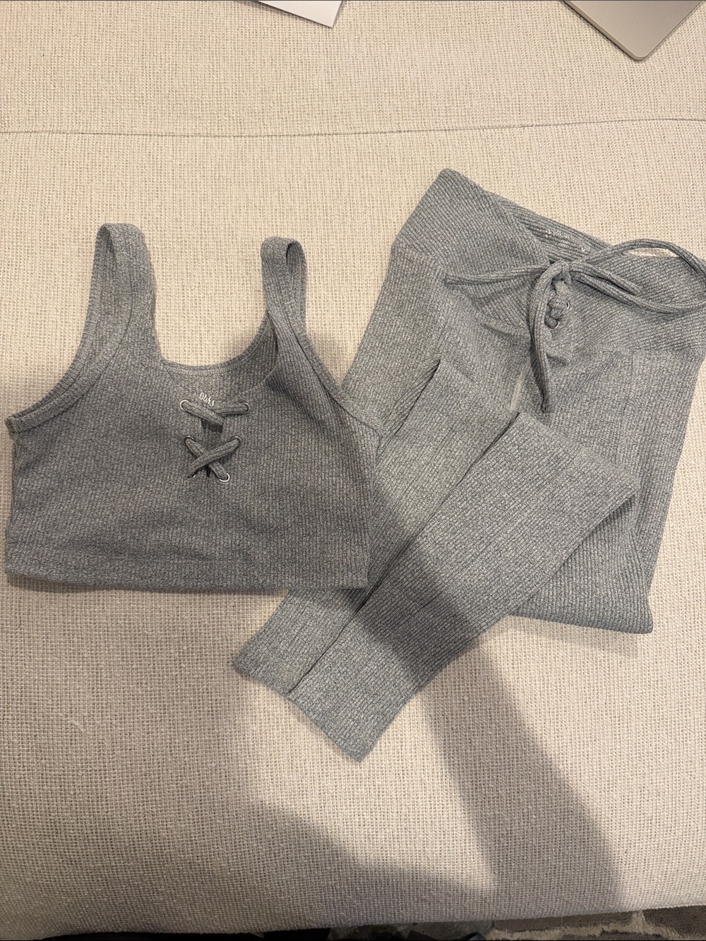 Year of Ours Ribbed Lace-Up Football Sports Bra & Leggings